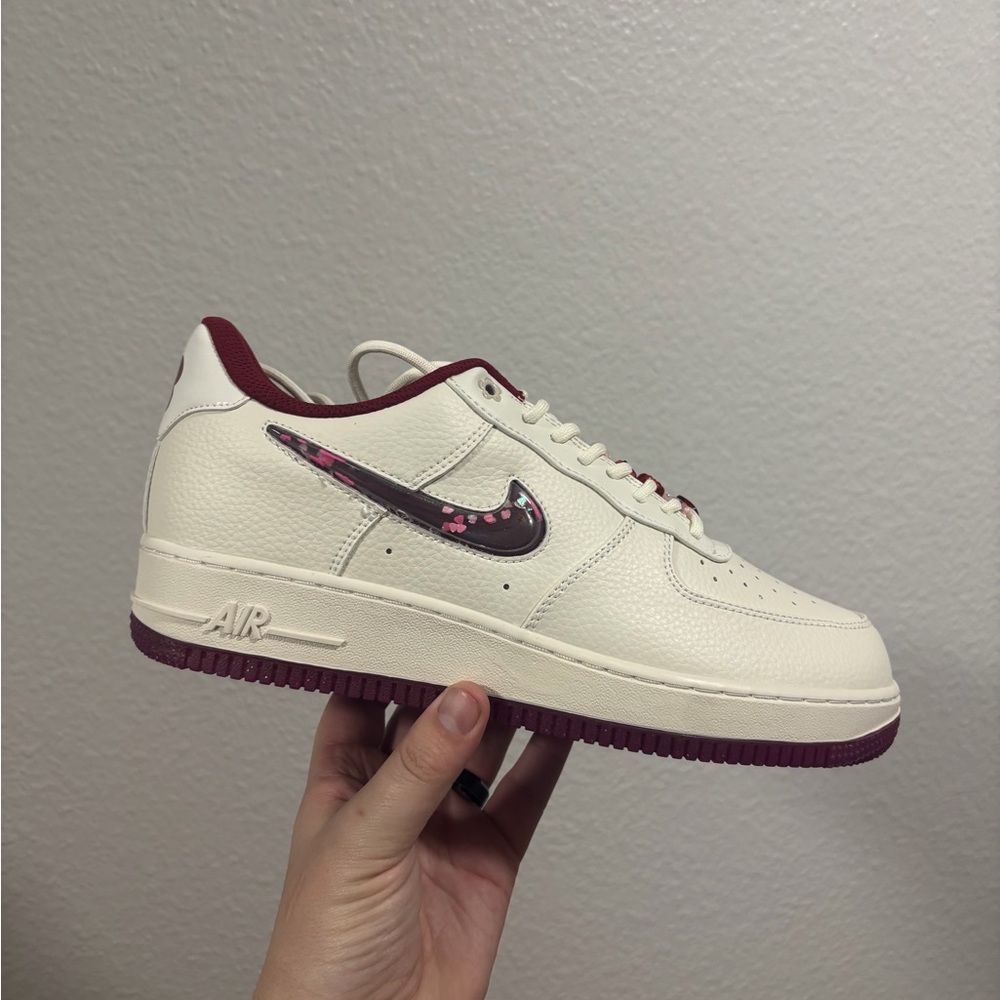 Nike Cream/Maroon Air Force 1 Low with Floral Swoosh